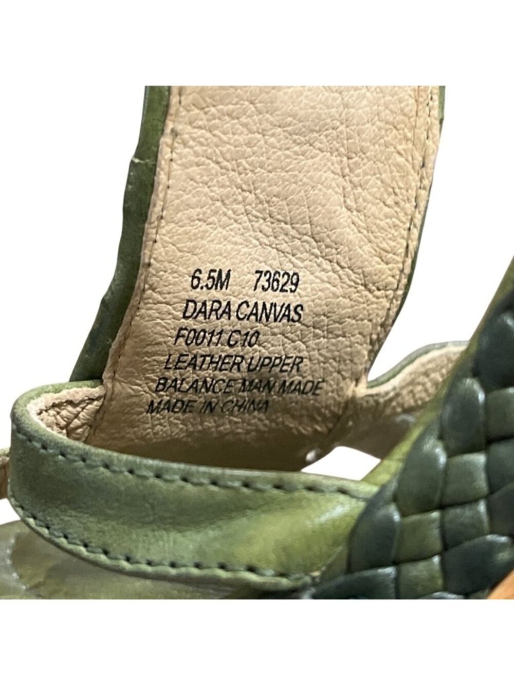 Frye Women Size 6.5 Dara Canvas Leather High Heel Sandals Wood-Heel Green Orange - Picture 8 of 10
